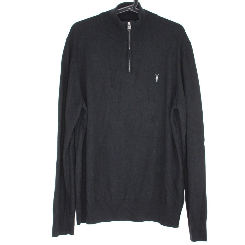 Allsaints Mens Xl Kilburn Zip Funnel Soft Sweater L566